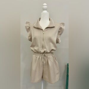 Umgee Cream Ruffle Sleeve Romper